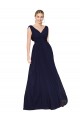 Draped Long V-Neck Floor Length Chiffon Bridesmaid Dress / Formal Prom Dress Bristol