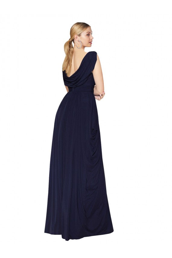Draped Long V-Neck Floor Length Chiffon Bridesmaid Dress / Formal Prom Dress Bristol
