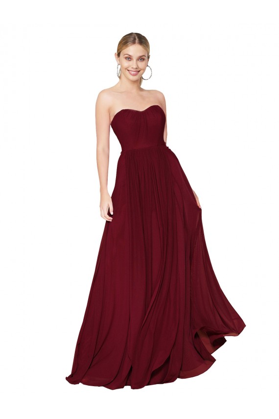 Draped Strapless Long A-Line Chiffon Bridesmaid Dress / Formal Prom Dress Bristol
