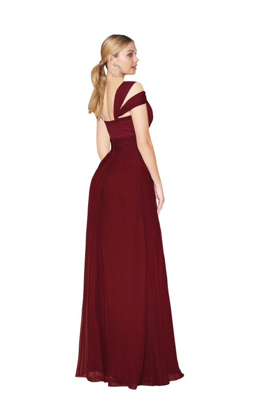 Off the Shoulder Long Chiffon Bridesmaid Dress / Formal Prom Dress with Side Slit Bristol
