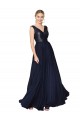 High Neck V-Neck Long Chiffon Bridesmaid Dress / Prom Dress with Sequin Top Bristol