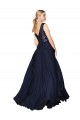 High Neck V-Neck Long Chiffon Bridesmaid Dress / Prom Dress with Sequin Top Bristol