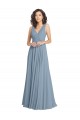 Faux Surplice Bodice Long Chiffon Bridesmaid Dress with V-Neckline Bristol