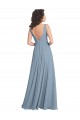 Faux Surplice Bodice Long Chiffon Bridesmaid Dress with V-Neckline Bristol