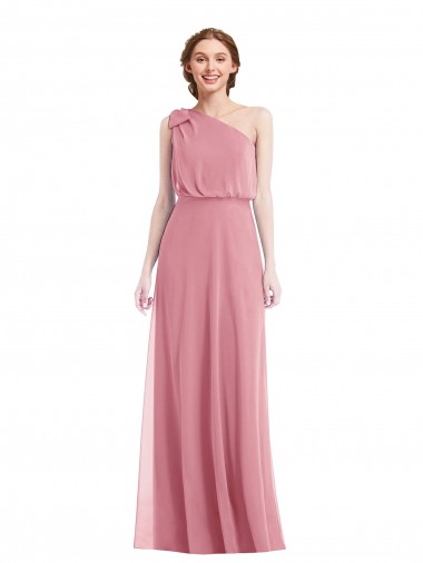 One Shoulder Bow Blouson Bodice Maxi Bridesmaid Dress Bristol