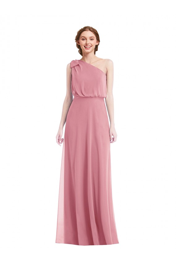 One Shoulder Bow Blouson Bodice Maxi Bridesmaid Dress Bristol