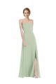 Scoop Neck Tie Strap Maxi Bridesmaid Dress with Front Slit Bristol