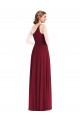 One Shoulder Chiffon Maxi Bridesmaid Dress with Shirred Front Slit Bristol