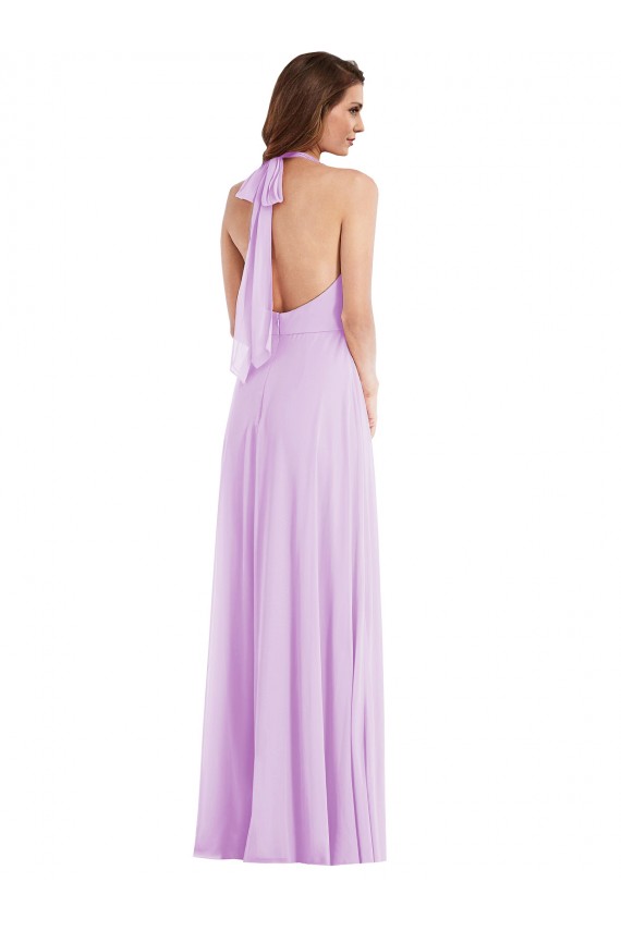High Neck Halter Backless Maxi Bridesmaid Dress Bristol