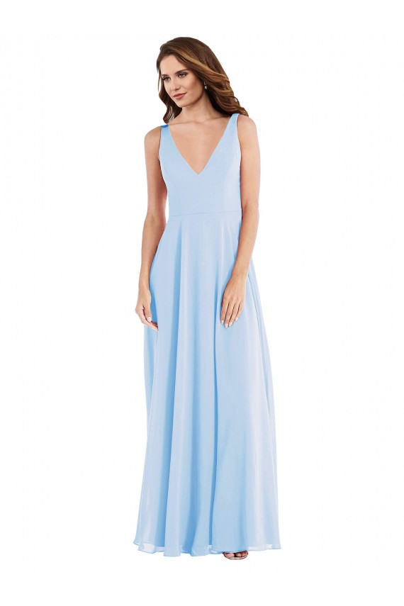 Deep V-Neck Chiffon Maxi Bridesmaid Dress Bristol