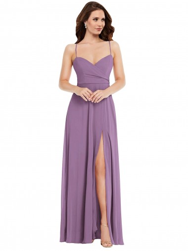 Wrap Bodice Maxi Bridesmaid Dress with Front Slit Bristol