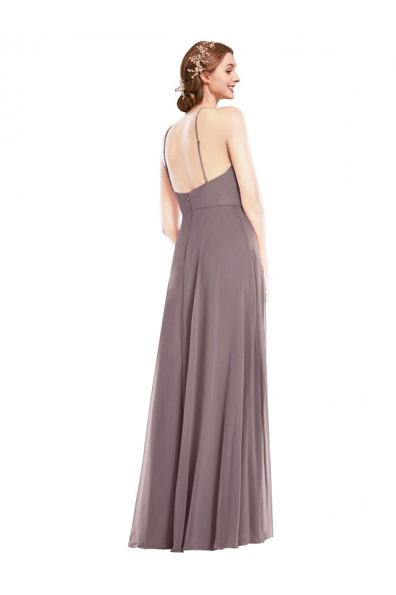 Diamond Halter Maxi Formal Bridesmaid Dress with Front Slit Bristol