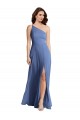 One Shoulder Full Length Maxi Formal Bridesmaid Dress with Flirty Slit Bristol