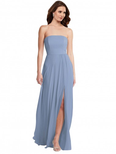 Strapless A-Line Maxi Bridesmaid Dress with Front Slit Bristol