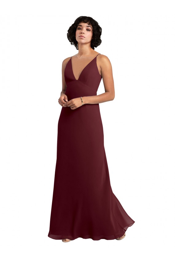 Notched Neckline Empire Waist Chiffon Slip Bridesmaid Dress Bristol