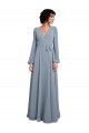 Wrap Style Long Sleeves Chiffon Bridesmaid Dress with Pleated Bodice Bristol