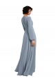 Wrap Style Long Sleeves Chiffon Bridesmaid Dress with Pleated Bodice Bristol