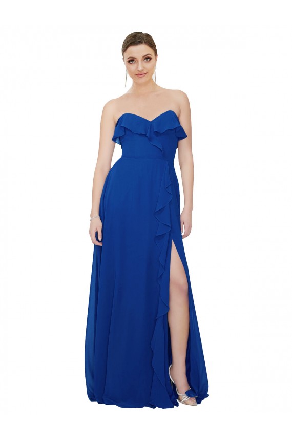 Ruffled Chiffon Strapless Bridesmaid Dress Bristol