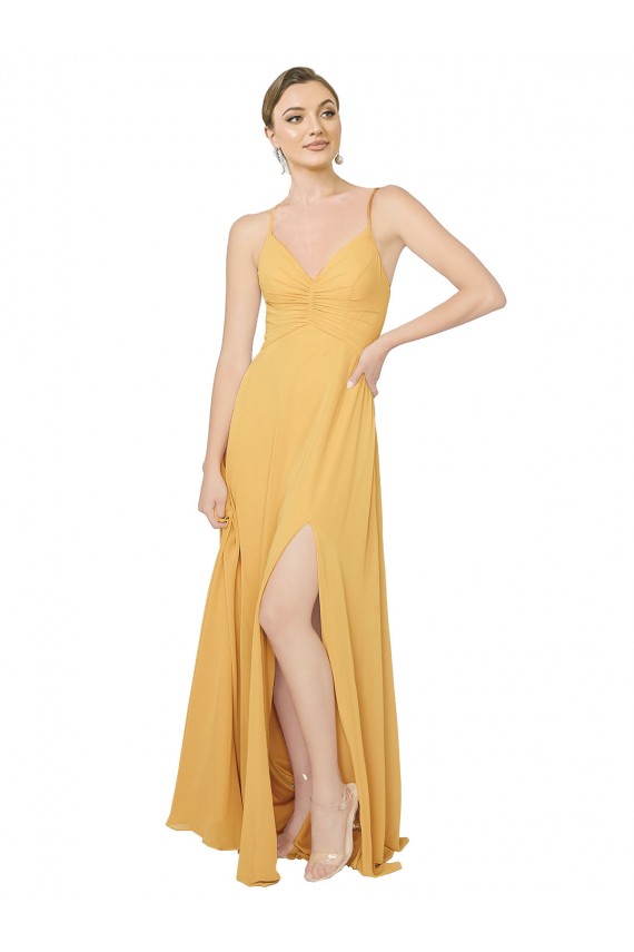 Ruched Chiffon Bridesmaid Dress with Tie Back Detail Bristol