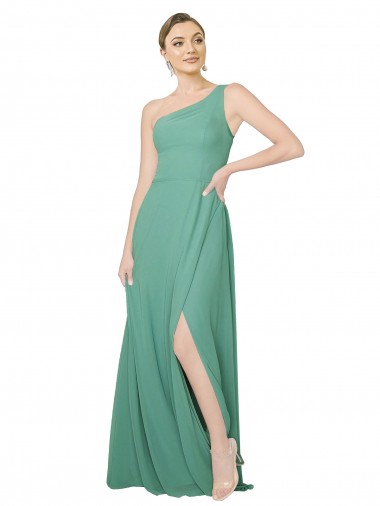 One Shoulder Asymmetric Chiffon Bridesmaid Dress with Pockets Bristol