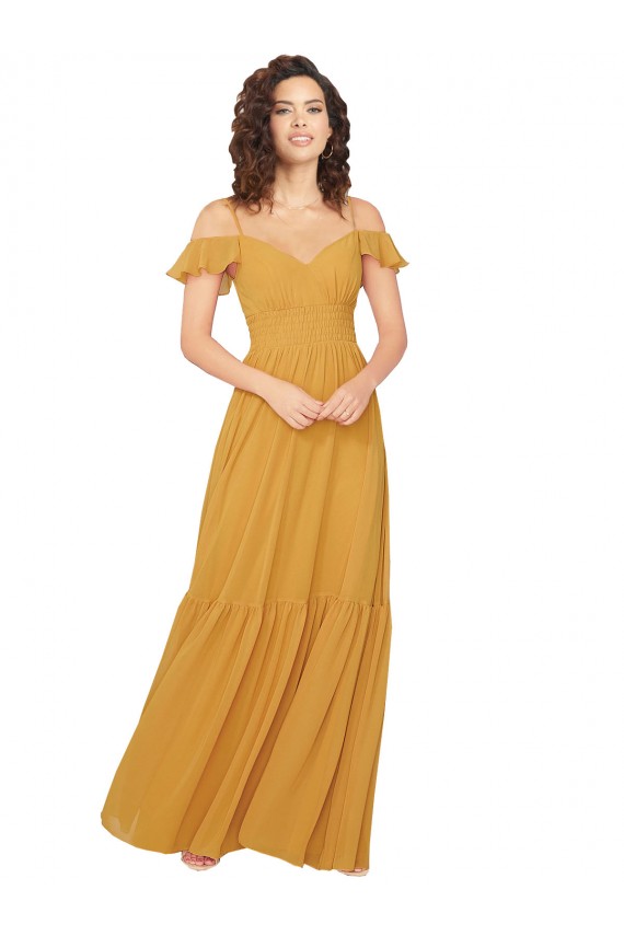 Ruched Keyhole Back Boho Chiffon Bridesmaid Dress Bristol