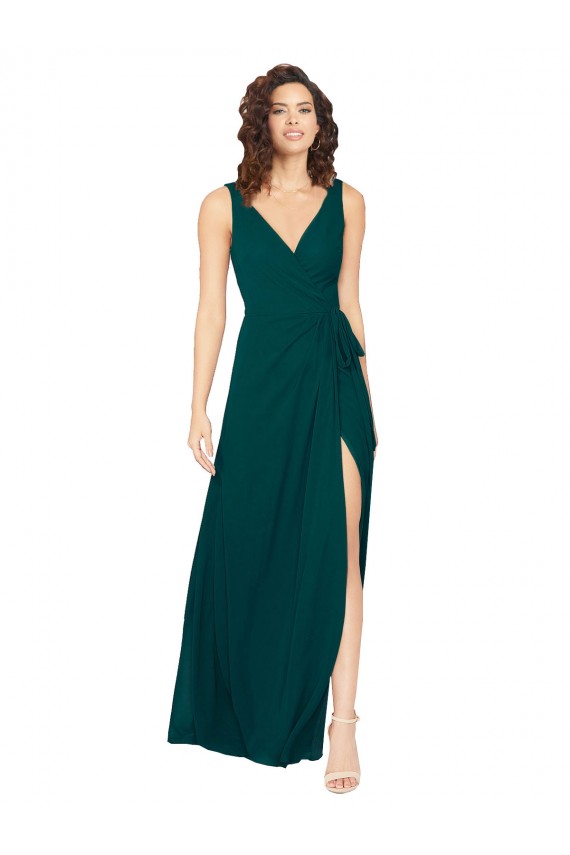 V-Neck Chiffon Bridesmaid Dress with Front Skirt Slit Bristol
