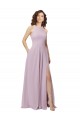 High-Halter Chiffon Bridesmaid Dress with Keyhole Cowl Back Bristol