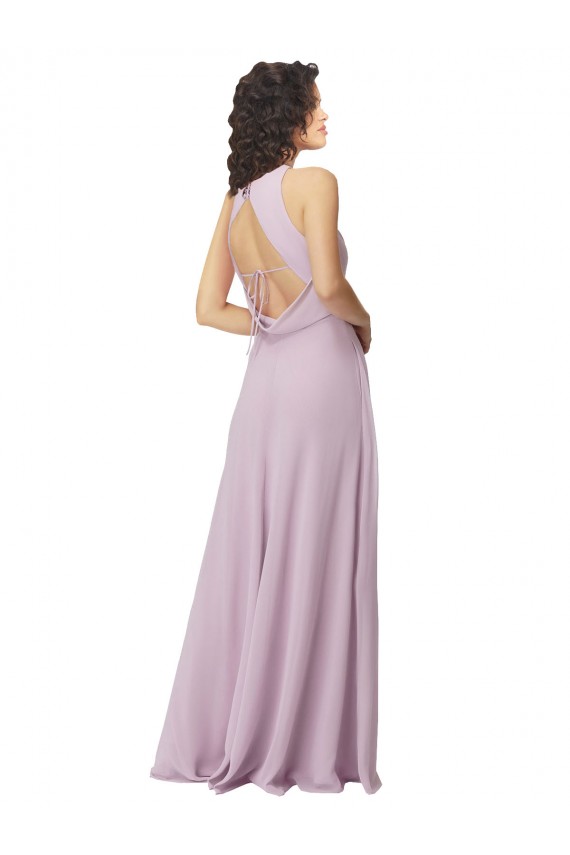 High-Halter Chiffon Bridesmaid Dress with Keyhole Cowl Back Bristol