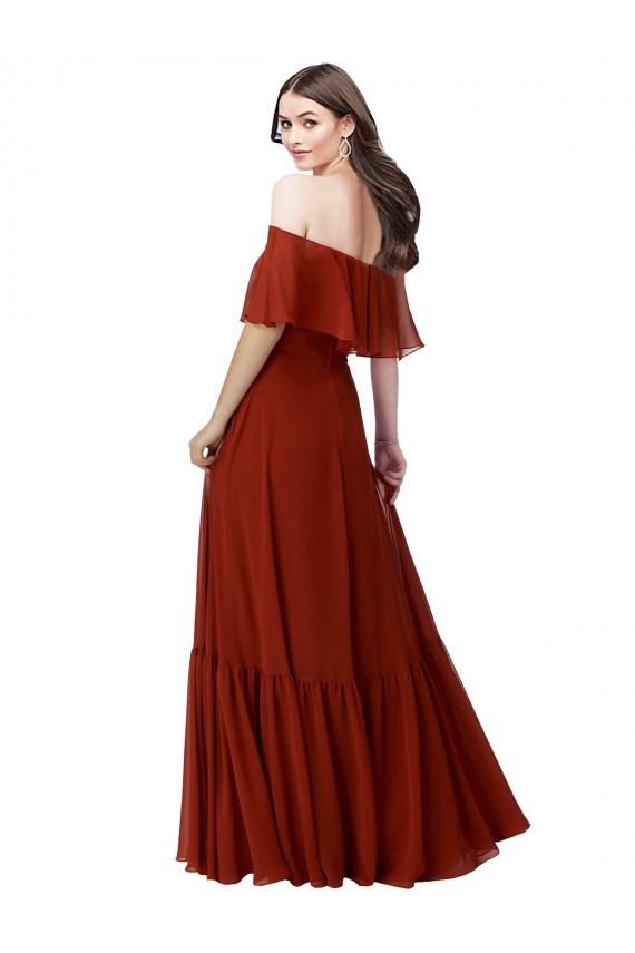 Off the Shoulder Ruffle Chiffon Bridesmaid Dress Bristol