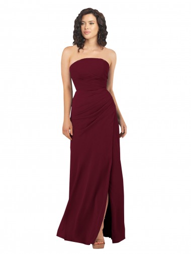 Simple Strapless Chiffon Bridesmaid Dress with Rounded Neckline Bristol