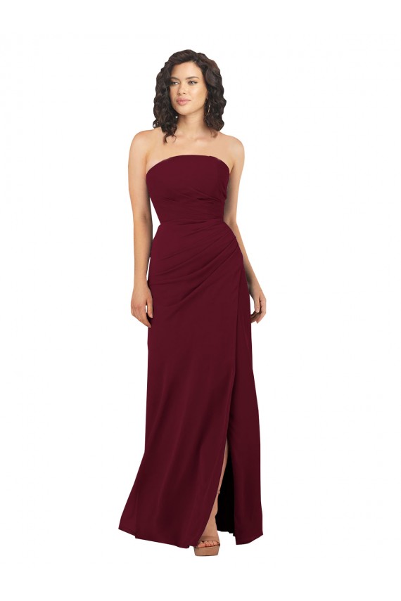 Simple Strapless Chiffon Bridesmaid Dress with Rounded Neckline Bristol
