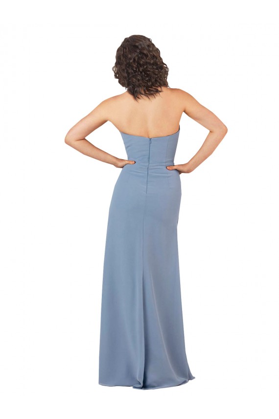 Simple Strapless Chiffon Bridesmaid Dress with Rounded Neckline Bristol