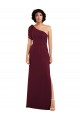 One Shoulder Chiffon Formal Bridesmaid Dress with Skirt Slit and Accent Strap Bristol