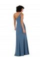 One Shoulder Chiffon Formal Bridesmaid Dress with Skirt Slit and Accent Strap Bristol