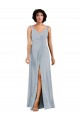 V-Neckline Wrapped Chiffon Bridesmaid Dress with Skirt Slit Bristol