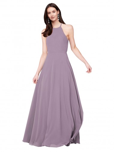 Floor Length Long Chiffon Bridesmaid Dress with Double Bow Feature Bristol