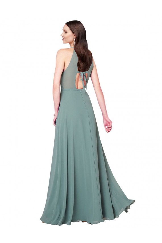 Floor Length Long Chiffon Bridesmaid Dress with Double Bow Feature Bristol