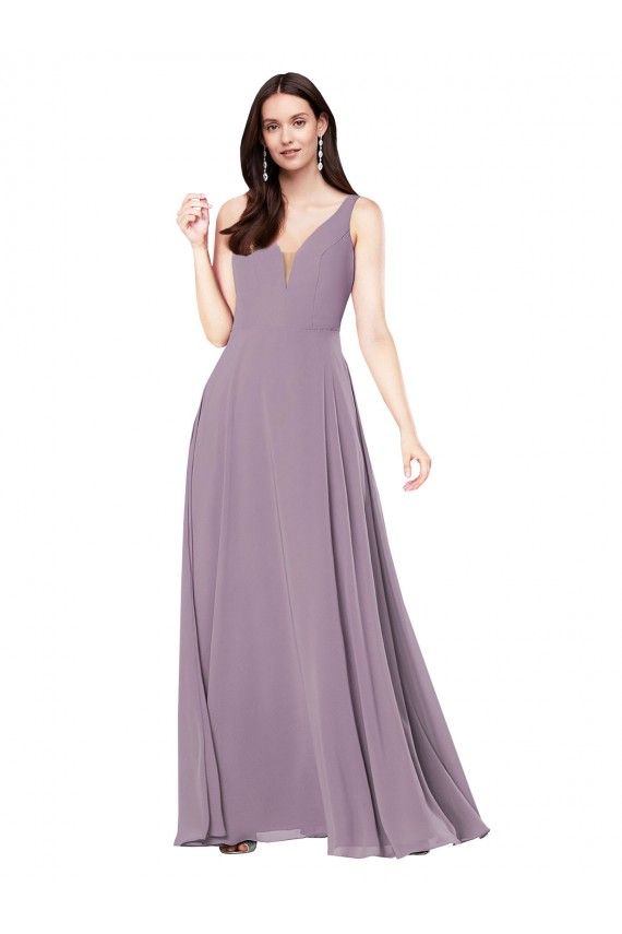 Long Chiffon Formal Bridesmaid Dress with Open Back Bristol