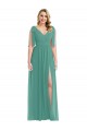 Plunge Neckline Bow Shoulder Chiffon Maxi Bridesmaid Dress Bristol