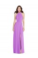 Halter Backless Maxi Formal Bridesmaid Dress with Button Ruffle Placket Bristol