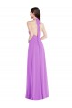 Halter Backless Maxi Formal Bridesmaid Dress with Button Ruffle Placket Bristol