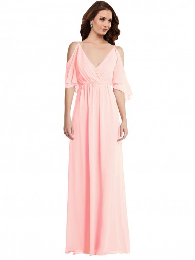 Cold Shoulder Draped Wrap Maxi Bridesmaid Dress Bristol