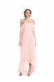 Off the Shoulder Ruffled High Low Maxi Bridesmaid Dress Bristol