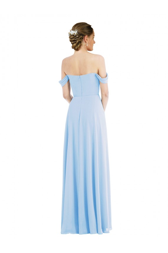 Off the Shoulder Draped Neckline Maxi Formal Bridesmaid Dress Bristol