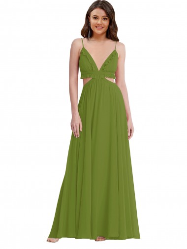 Ruffled Chiffon Cutout Maxi Bridesmaid Dress Bristol
