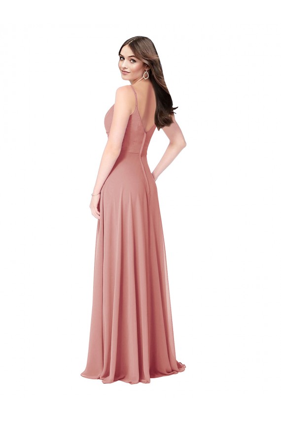 Twist-Knot V-Neck Long Chiffon Bridesmaid Dress Bristol
