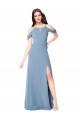 High Neck Chiffon Bridesmaid Dress with Draped Sleeves Bristol