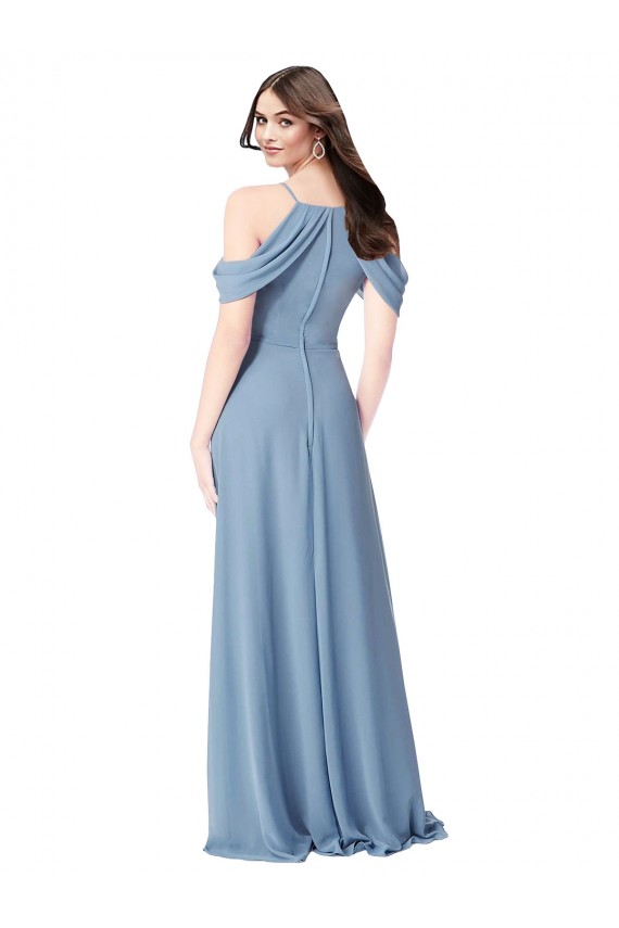 High Neck Chiffon Bridesmaid Dress with Draped Sleeves Bristol
