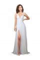Simple Halter Plunge V-Neckline Chiffon Beach Wedding Dress with High Leg Split Bristol