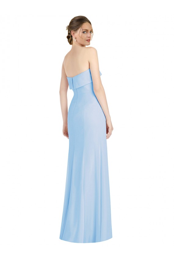 Strapless Trumpet Chiffon Formal Bridesmaid Dress with Thigh high Slit Bristol
